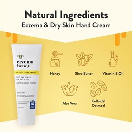 Crema de manos de avena con miel y eczema: loción natural para manos y cuerpo para aliviar el eczema: crema para pieles secas, sensibles, irritadas y 