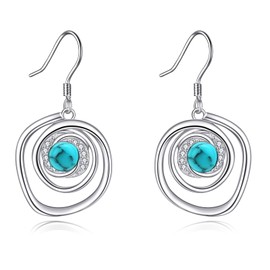 Turquoise Earrings for Women Sterling Silver Turquoise Hoop Earrings Turquoise Jewelry Gift