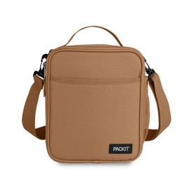 PackIt® Freezable Crossbody Lunch Box, Almond, Built with ECOFREEZE® Technology, Fully Freezable, Collapsible, Reusable, With Top Handle, Front Slip Pocket. Effortlessly Carry, Fresh Every Time.