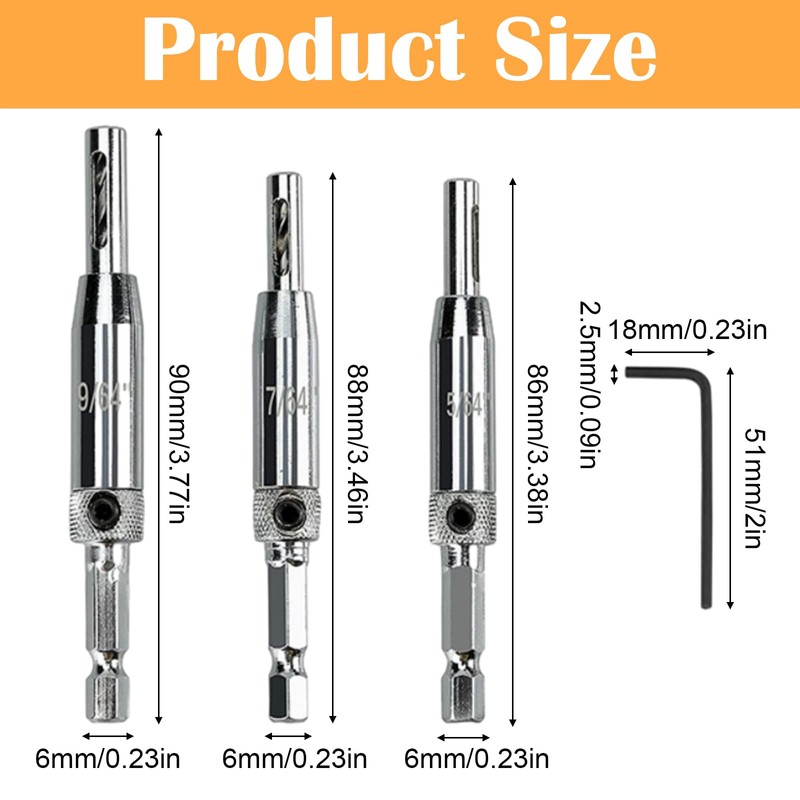 3 Pcs Upgrade Hinge Drill Bit Set Bring 1 Wrench,