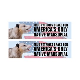 IMPERIAL VIBES -Possum Bumper Sticker - U.S. Flag True Patriots Brake for America's Only Native Marsupial Opossum Sticker, Strong Adhesive Waterproof Used for Gifts, Truck, Pack of 2 - Imp -123