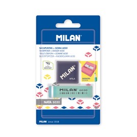 MILAN Afila Blister Sharpener + 6030 Plastic Eraser
