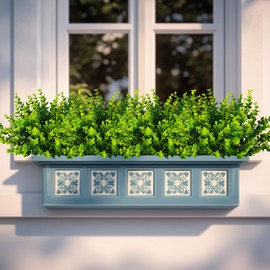 Nigirior 20 Bundles Artificial Plants Outdoor Fake Boxwood Shrubs Grass for Pot Garden Verandah Decor for Window Garden Office Patio Backyard Planter Pathway Front Porch (Green)