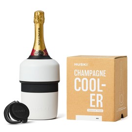 Huski Champagne Chiller | NEW | Award-Winning Iceless Design with Detachable Bottle Stopper | Keeps Wine Cold up to 6 Hours | Fits most 750ml Champagne, Prosecco & Sparkling Wine Bottles (White)