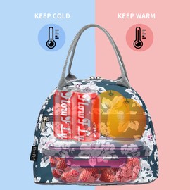 FlowFly Lunch Bag Tote Bag Lunch Organizer Lunch Holder Insulated Lunch Cooler Bag for Women/Men,Plum