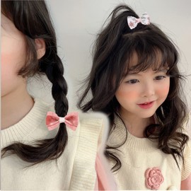 Bianhuan Hair Rubber for Children, Ribbon, Hair Accessories, Kids, Hair Clip, Stylish, Set of 10, Colorful, School Entrance, Celebration, Birthday Gift (Pink)