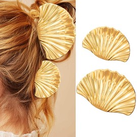 Zoestar Shell Hair Claws Gold Metal Hair Claw Claw Clamps Shell Hair Clips Beach Decorative Hair Accessories for Women and Girls (Gold)