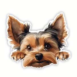 2pcs Peeking Yorkshire Terrier Vinyl Decal 5.51"x4.72", Cute Small Dog Sticker for Car, Laptop, Window, Notebook, Pet Lover Gift | #DK125