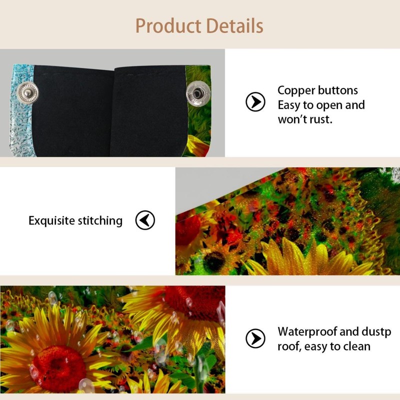 2 Pack Tissue Box Cover Holder, Sunflowers Painting Rectangle Leather