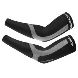 ROCKBROS Arm Warmer, Men's Arm Cover, Cold Protection, Winter Use, Thermal Protection, Arm Cover, Stretchable, Anti-Slip, UV Protection, Running, Cycling, Sports (M)