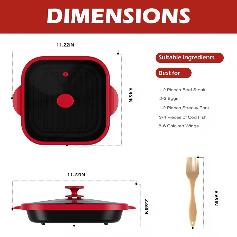 Microwave Grill Pan with Cover - Bacon Cooker, Crisper &