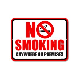 Honey Dew Gifts No Smoking Signs, No Smoking Anywhere on Premises 9 inch by 12 inch Metal Aluminum No Smoking Signs for Business, HDG-1152