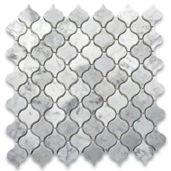 Stone Center Online C891XH Carrara White Marble Arabesque Baroque Lantern