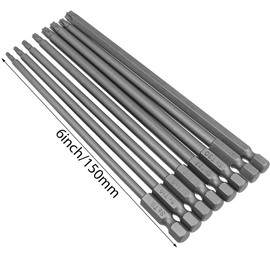 Evponk 8 Pcs 150mm Long Torx Security Screwdriver Bit Set 1/4" Hex Shank, Strong Magnetic Security Torx Head Driver Bit Set S2 Steel T8-T40 Star Head Screwdriver Bits kit