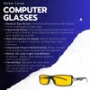 Unisex Yellow Amber Lense Gaming Computer Glasses, Black Rectangle Frame,