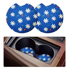 2 Pack Car Coasters for Drinks Absorbent - 2.75 Inch Cute Car Cup Holder Coasters for Women, Removable Cup Holder Coaster for Your Car, Car Interior Accessories for Women & Girls (Chrysanthemum)