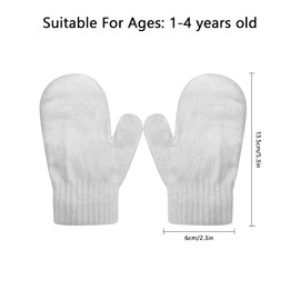 ALLY-MAGIC Toddler Knitted Mittens, Stretch Gloves Winter Warm Soft Baby Mittens Y6-CSLZST (White)