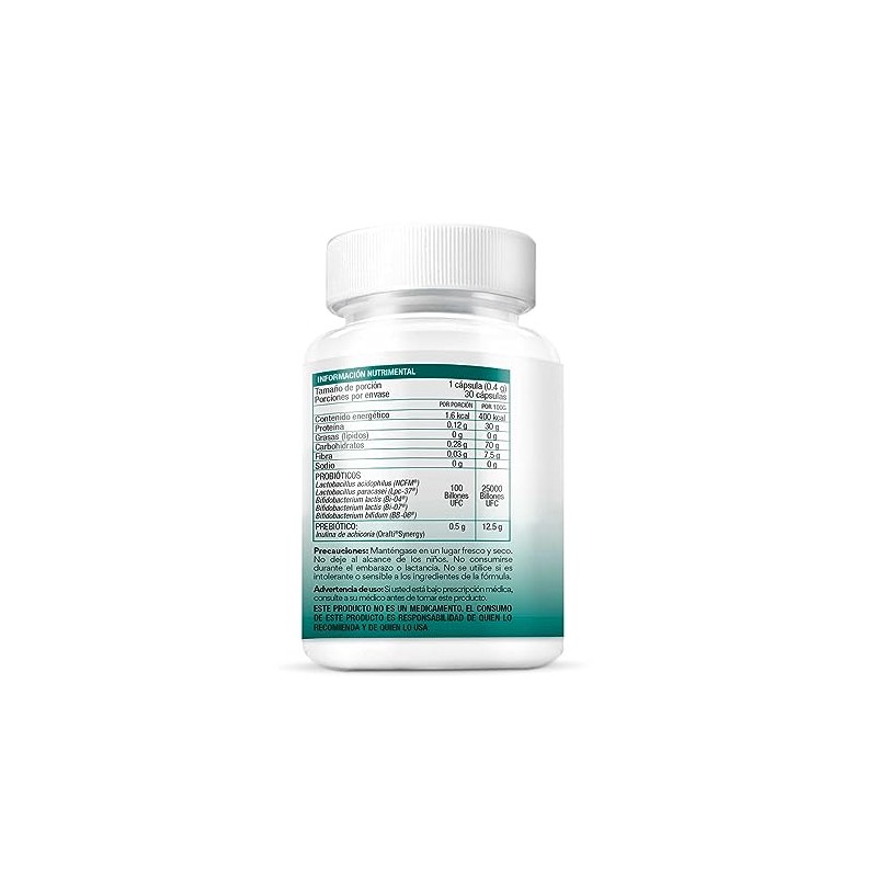 BIO B Probióticos 100 Billones UFC Prebióticos 30 Cáps