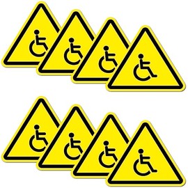 Pack of 8 Warning Stickers 6 x 5 cm Wheelchair User UV Protection Laminated Waterproof Digital Print Warning