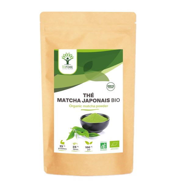 Organic Matcha Powder – Powerful Antioxidant – Premium Japanese Matcha Tea – Food Colouring Green – Cooking and Infusion – Made in Japan – Certified in France – Ecocert Certified 200 g