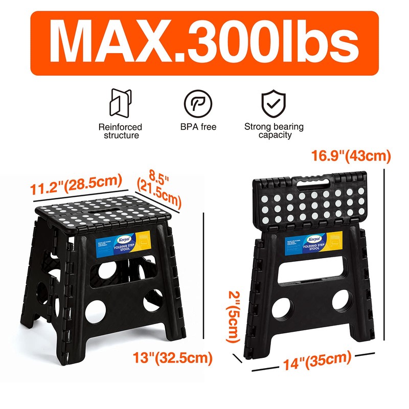 Korpai 13" Folding Step Stool for Adults and Kids Holds