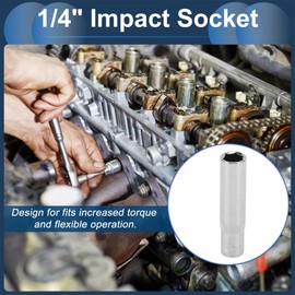INFINAUTO Impact Socket 50mm for Car Motorcycle Dirtbike Repair Hardware Tool CR-V Silver Tone Durable 6 Point 8mm 1/4 Inch Drive