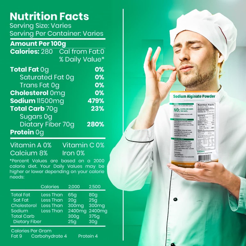 Sodium Alginate 100% Food Grade | Natural Thickening Powder &