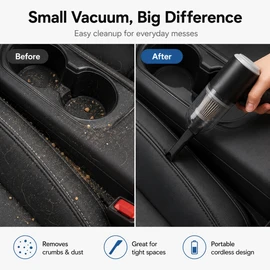USB Rechargeable Handheld Vacuum Cleaner – 5500Pa Cordless Mini Car Vacuum with Washable HEPA Filter & Cleaning Nozzles