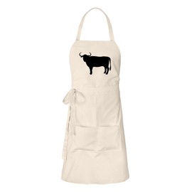 huuraa Apron Taurus Bull Silhouette Unisex Apron Cooking Apron Size with Motif for All Animal Lovers Gift Idea for Friends and Family, natural