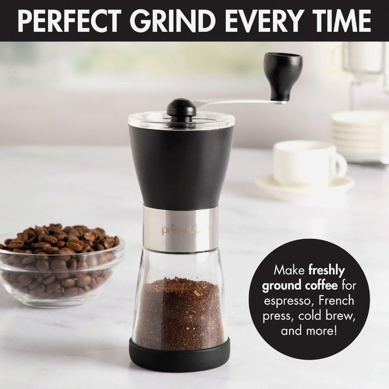 Primula Manual Adjustable Burr Coffee Grinder-Ceramic Mill & Brushed Stainless