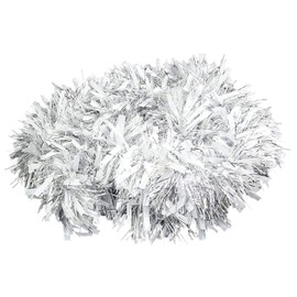 SHATCHI 4Pcs Silver White 1.8m/6ft Xmas Metallic Chunky Tinsel Garland for Christmas Tree Hanging Decorations, PVC, 4