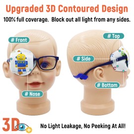 Astropic 3D Cotton & Silk Eye Patch for Kids | Boys Eye Patch for Glasses | Medical Eye Patch for Children with Lazy Eye (Yellow Robot, Right Eye)