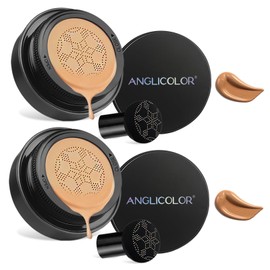 Anglicolor 2PC Pilz Luftkissen CC Creme,Moisturising BB Creme Cushion Foundation Cover Concealer Liquid Foundation Volldeckendes Make-Up Langlebig Und Wasserfes (#05 Sand, 30ml)