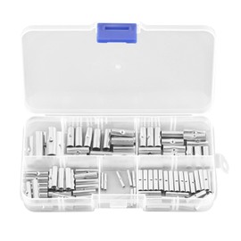 100 PCS Non-Insulated Butt Connectors Assortment Kit, 24-8 AWG Butt Splice Connectors Uninsulated Crimp Copper Bare Middle Connection Tube Terminals Wire Ferrules for Electrical Splice DIY