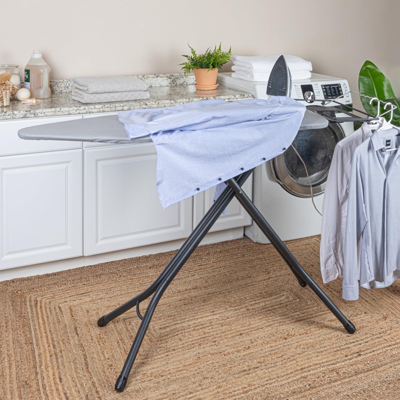 Household Essentials Wide Mega Ironing Board 4-Leg, Steel Top Pressing