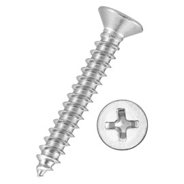 Kozelo 120pcs Phillips Flat Head Wood Screws - [#4x3/4"] 304 Stainless Steel Countersunk Self Tapping Screws for Furniture Assembly, Interior Trim, Outdoor Construction, Silver
