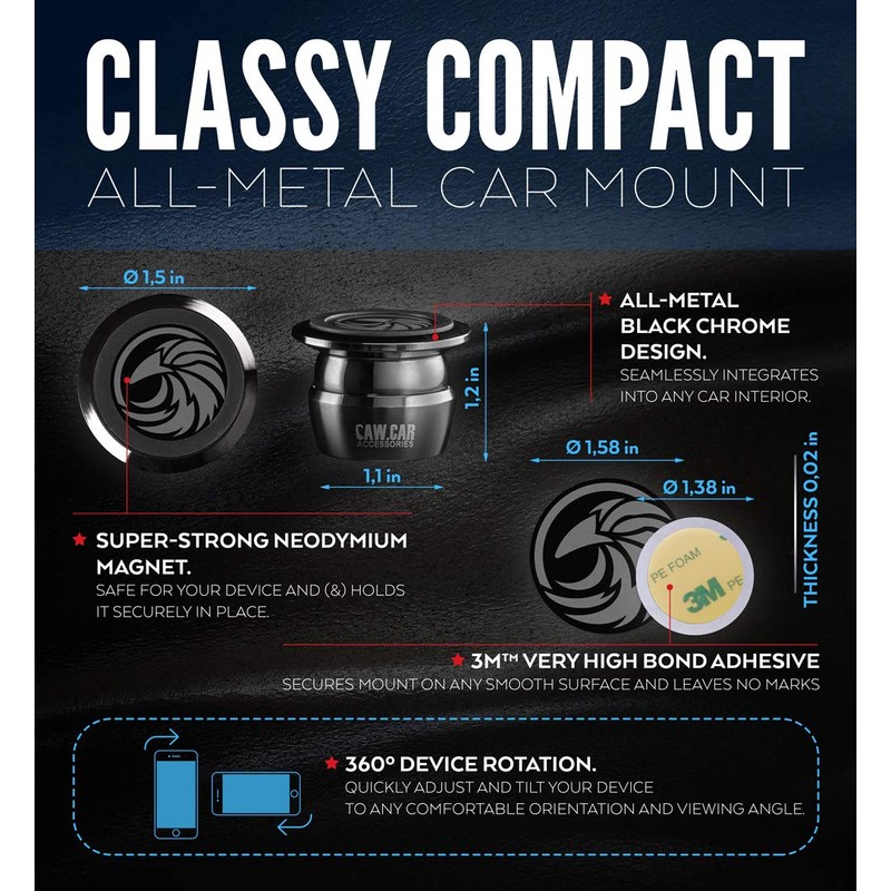 Universal Car Phone Mount Magnetic - All-Metal Car Mount for