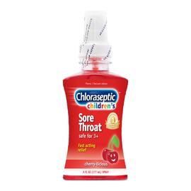 Chloraseptic Children's Sugar-Free Sore Throat Spray, Cherry-Licious, Soothes Throat Pain in Seconds, Suitable for Kids Ages 3 & Up, 6 Fl Oz
