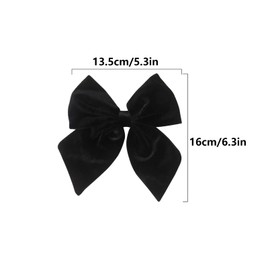 2 Pack 6 Inch Black Hair Bows for Girls, Velvet Bow Hair Clips for Women Hair Barrette Hair Accessories for Women and Girls Gifts(Black, White)