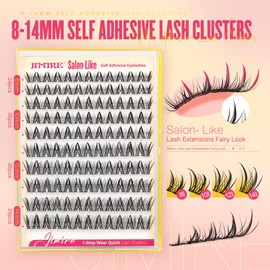 Fairy Self Adhesive Eyelashes Wispy Lash Clusters with Glue Press on Lashes Reusable Self Adhesive Manga Lash Clusters 8-14MM Pre-Glued Eyelashes Clusters Easy to Apply Beginners Friendly by JIMIRE