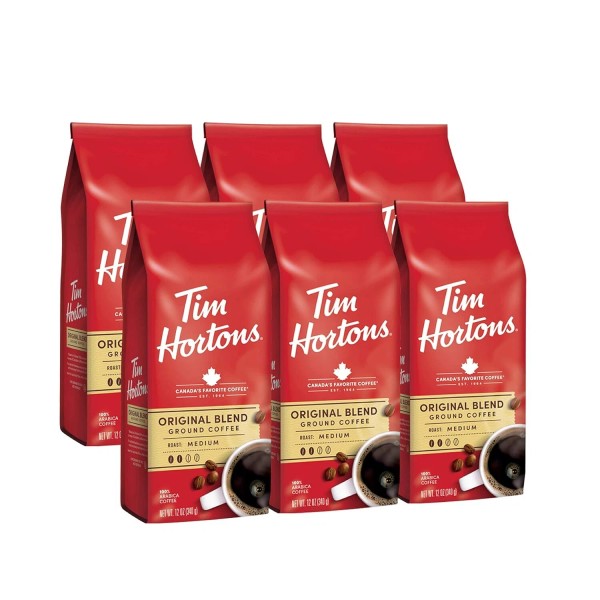Tim Hortons Original Blend Coffee 12oz (6pk) – Smooth, 100%