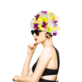 SEWACC Petals Shower Caps Floral Petal Ladies Bathing Swim Cap Lace Vintage Swim Cap Fashionable Swim Floral Petal Stylish Swimming Hat Retro Style Bathing Caps 1pc for Women () Bath Womens