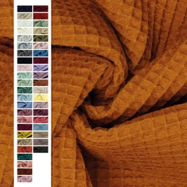 VmG-Store 1 m Waffle Pique 100% Cotton Oeko-Tex No Sold by the Metre Over 40 Colours to Choose From Waffle Fabric (035 I Rust)