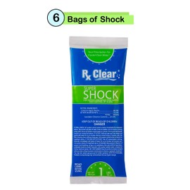 Rx Clear Super Shock for Swimming Pools | Chlorinator and Algaecide | 68% Calcium Hypochlorite Shock | Kill Pool Algae for a Crystal Clear Pool | One Pound Bags | 6 Pack