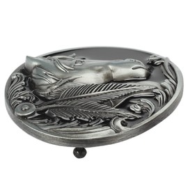 Longcreek Horse Belt Buckle for Men, Nordic Viking Horse Head Oval Belt Buckle, Punk Rodeo Horse Engraved Feather Leaf Belt Buckle, Punk Rock Western Cowboy Belt Buckle, silver