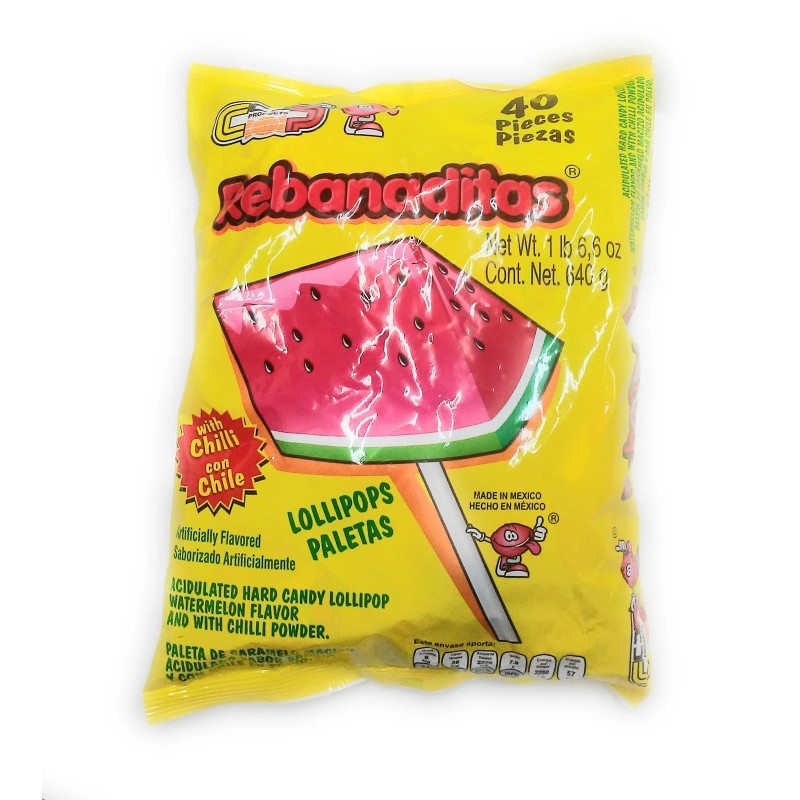 Vero Mexican Flavor Hard Candy Lollipops 40 Count Watermelon Chili