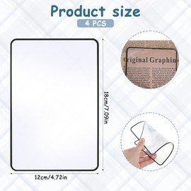 TIESOME Page Magnifying Sheet, 4 PCS 3X Lightweight Full Page Magnifier Clear Optical PVC Fresnel Lens Bookmark Flat Magnifier for Elderly and Shortsighted Reading Small Prints Maps Books Newspaper