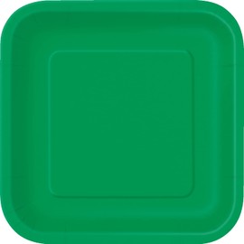 Unique 31860EU Square Environmentally Friendly Paper Plates 18 cm Emerald Green Colour Pack of 16 Emerald Green Pack of 16