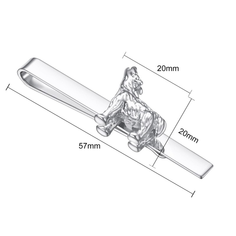 Asienice Wolf Tie Clip, Silver Tie Clip for Gentlemen Wedding,