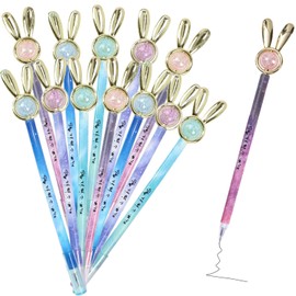 XIANFANG 12PCS Bunny Transfer Beads Gel Pens - Cute Cartoon Rabbit Liquid Ink Rollerball Pens, Creative Novelty Design for School, Office, Party Supplies Gifts